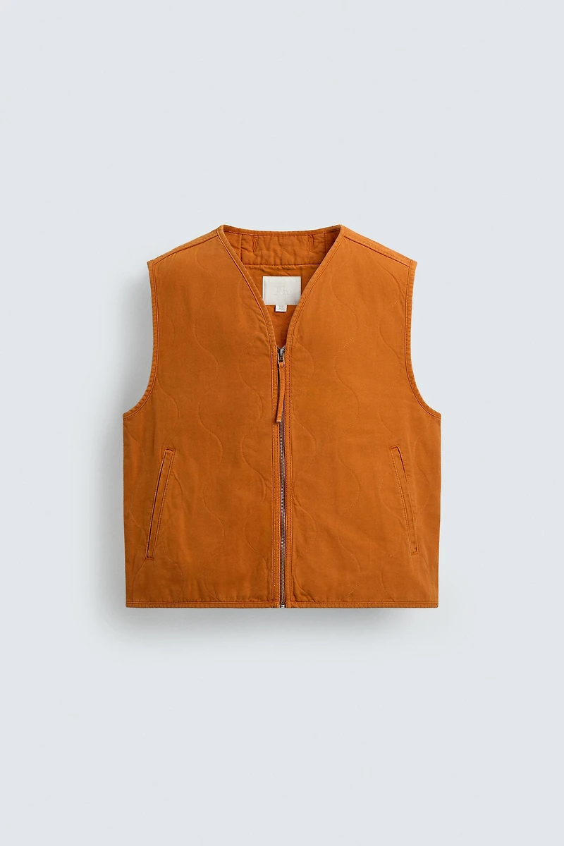 WASHED TOPSTITCHED VEST
