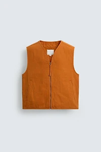 WASHED TOPSTITCHED VEST