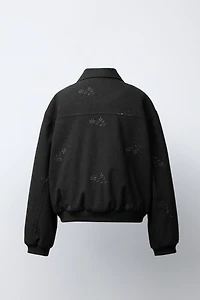 EMBROIDERED FLOWER BOMBER JACKET