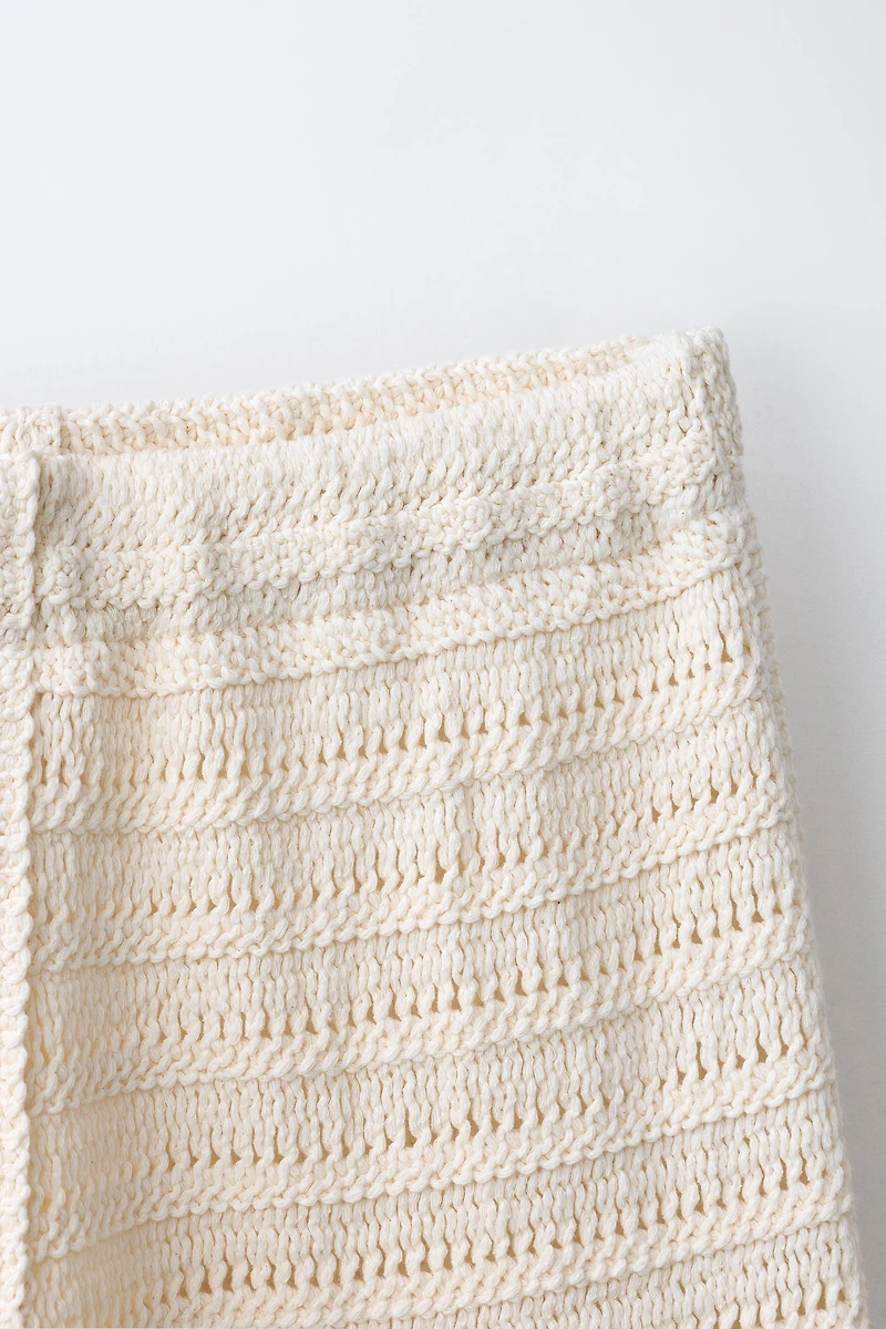 WIDE LEG CROCHET KNIT PANTS