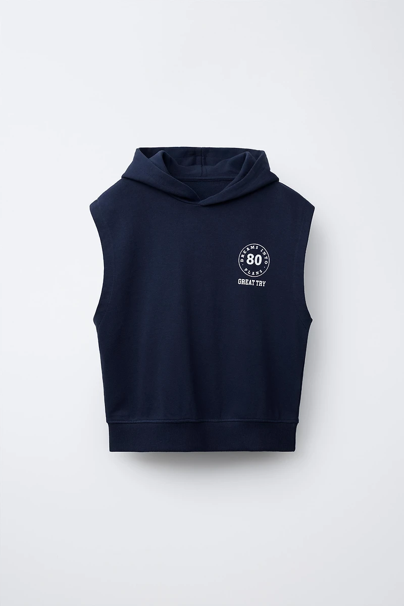 JOGGING HOODED VEST SWEATSHIRT