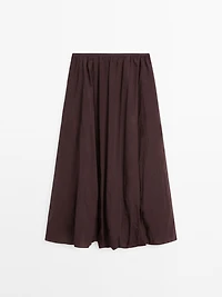 Pleated balloon midi skirt