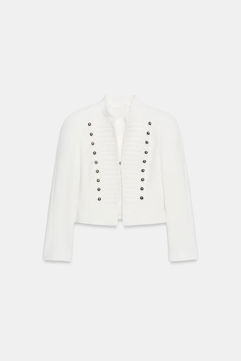 TAILORED SHOULDER PAD BLAZER WITH BUTTONS