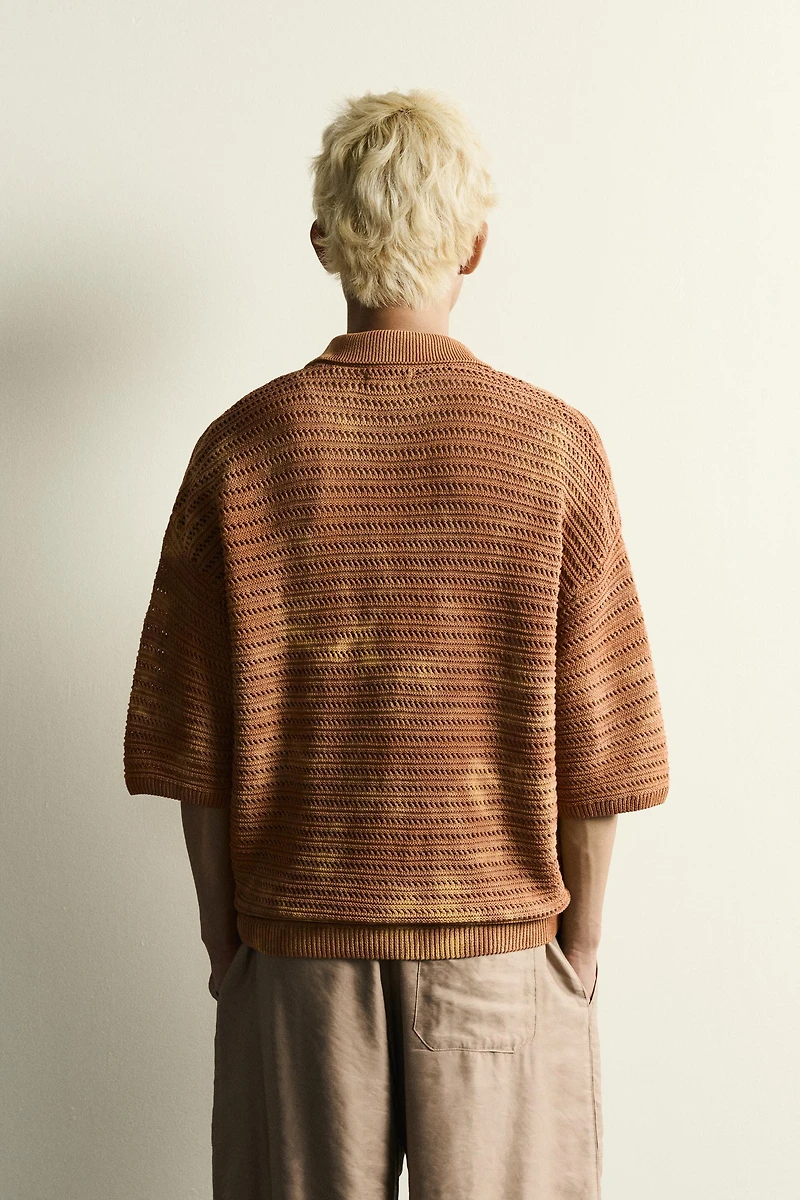 WASHED EFFECT RELAXED FIT KNIT SHIRT