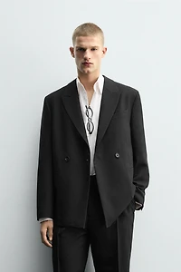 DOUBLE BREASTED SUIT BLAZER 100% WOOL