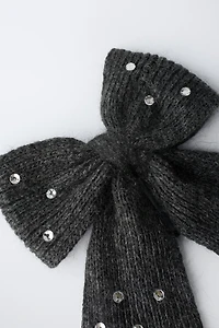 CHOUCHOU BARRETTE NŒUD EN MAILLE ET STRASS