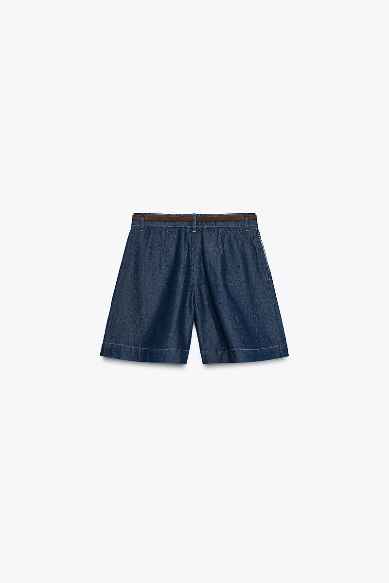 Z1975 DENIM PLEATED SHORTS WITH BELT