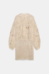 ZW COLLECTION EMBROIDERED FRINGE BLOUSE
