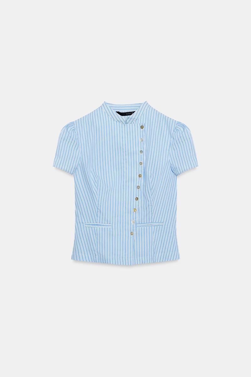 STRIPED BUTTON-UP TOP