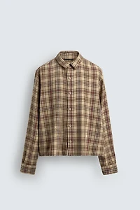 PLAID SHIRT WITH DISTRESSED EFFECTS