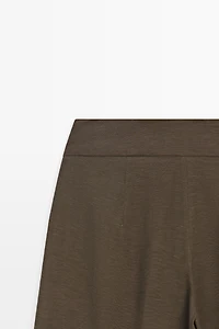Semi-sheer linen blend skort