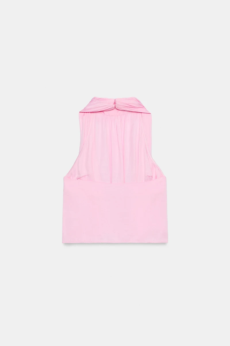 SATIN EFFECT HALTER TOP