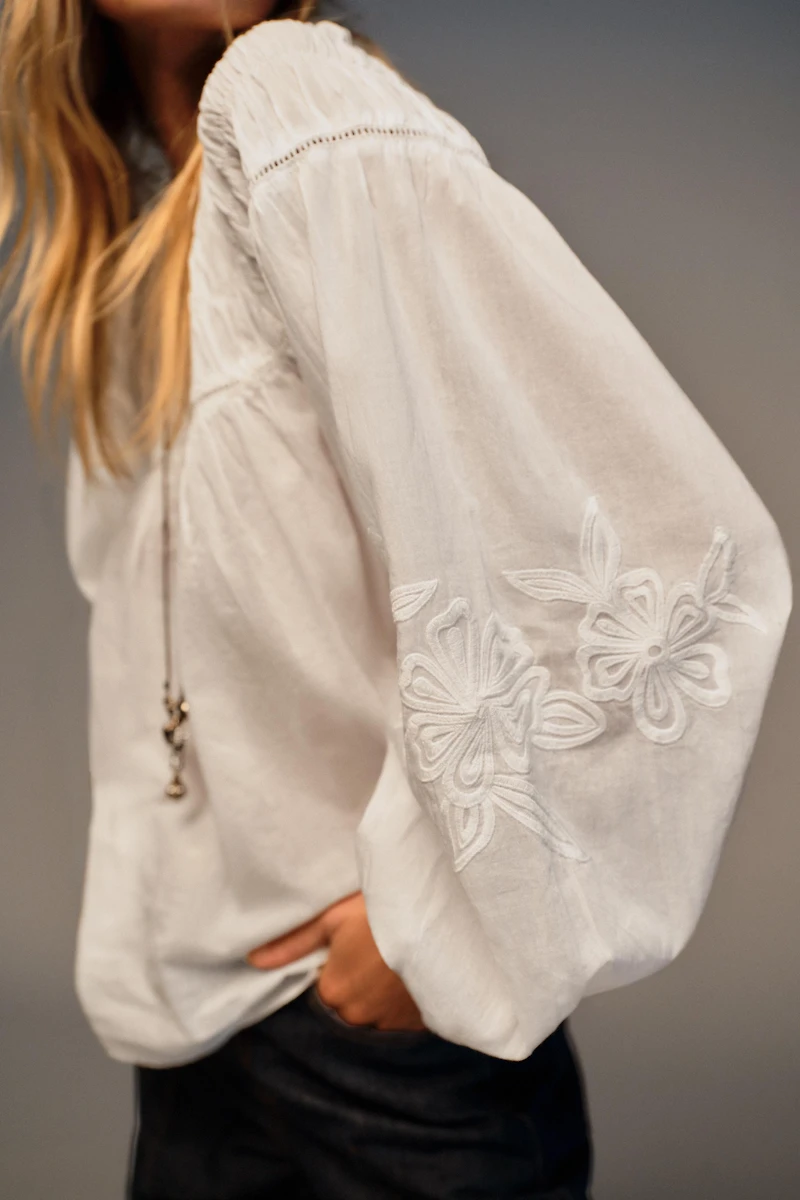 CHEMISE ROMANTIQUE NID D'ABEILLE