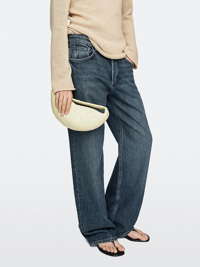 Mini sac à main demi-lune en cuir nappa
