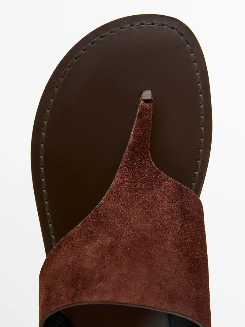 Split leather toe divider sandals