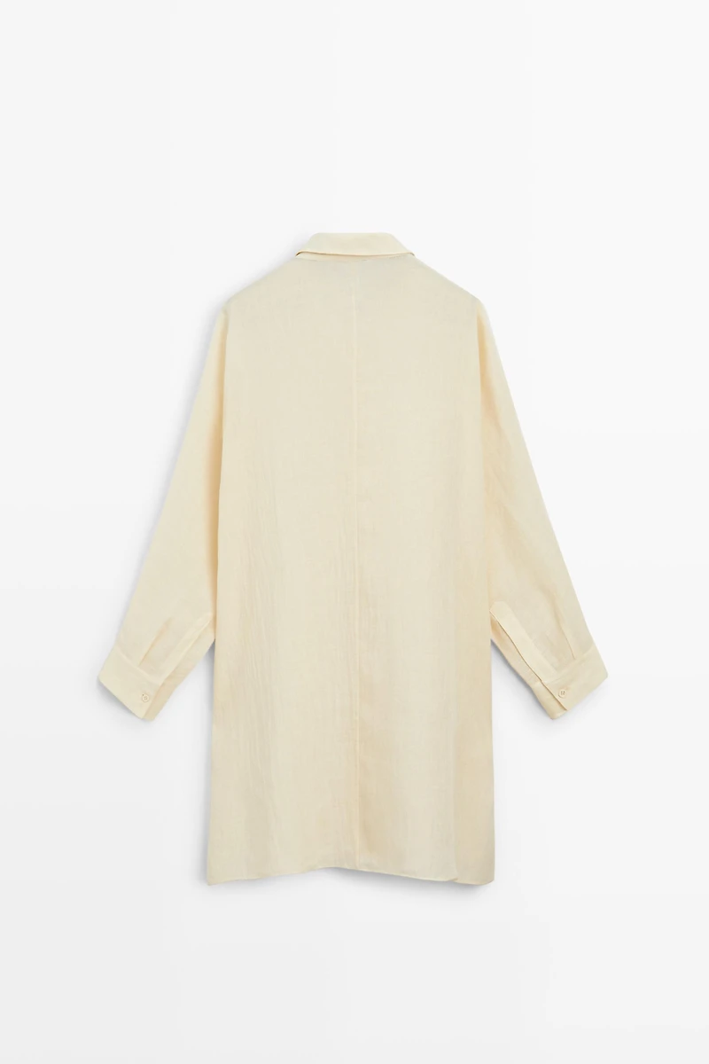 100% linen short shirt dress