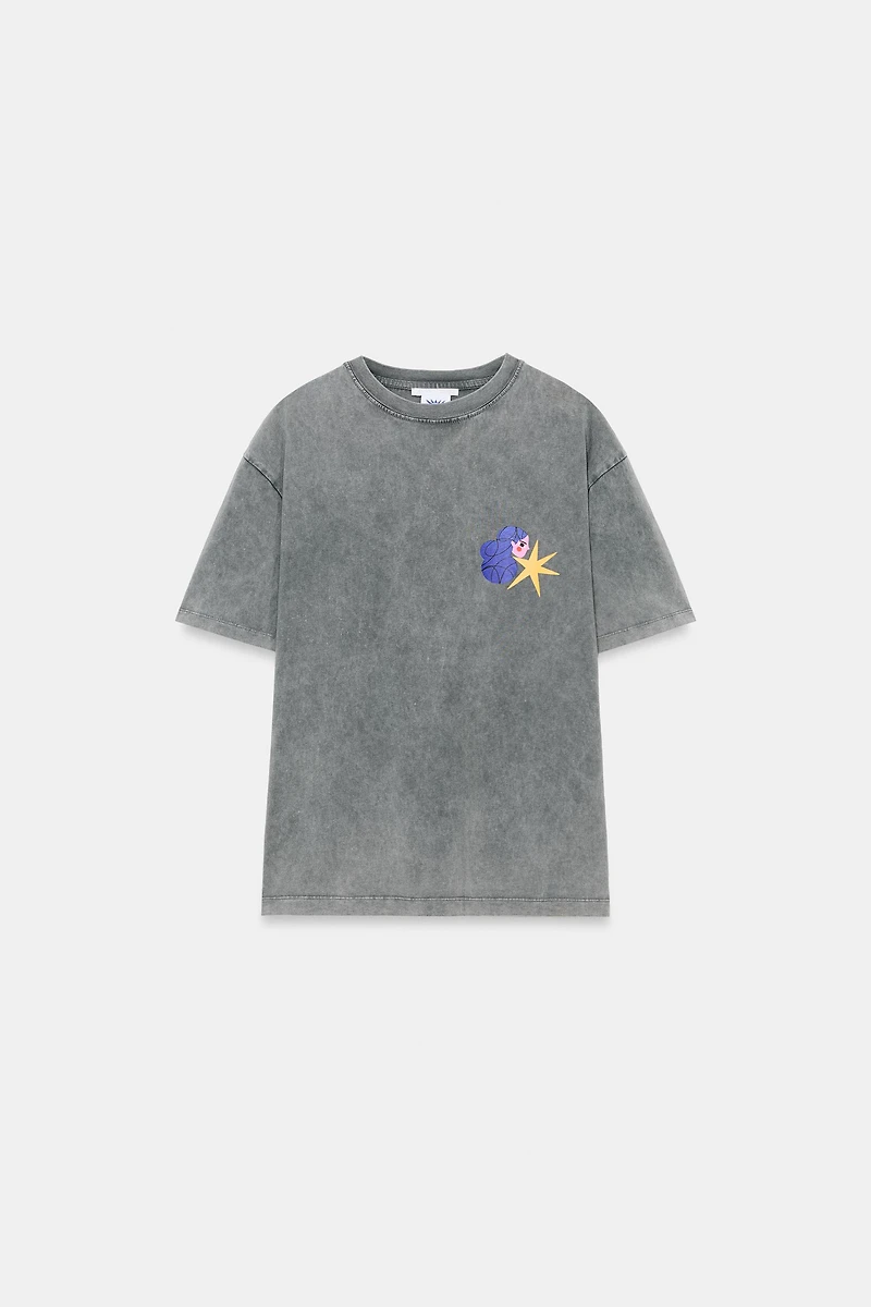 WASHED EFFECT AGUSTINA SHUAN PRINT T-SHIRT
