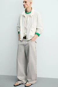RELAXED STRAIGHT FIT STRIPED PANTS