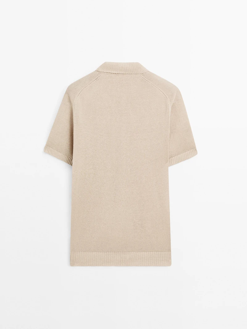 Knit V-neck polo shirt