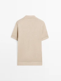 Knit V-neck polo shirt