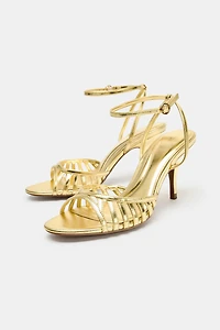 METALLIC EFFECT STRAPPY SANDALS