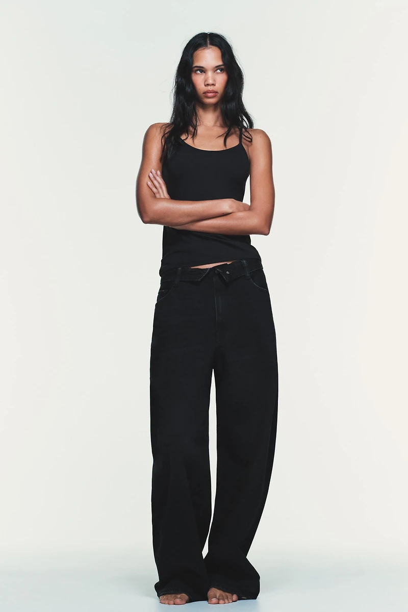 TRF MID-RISE FOLDED WAIST JEANS
