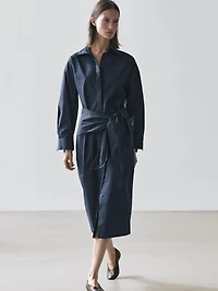 Midi shirt dress with scarf detail