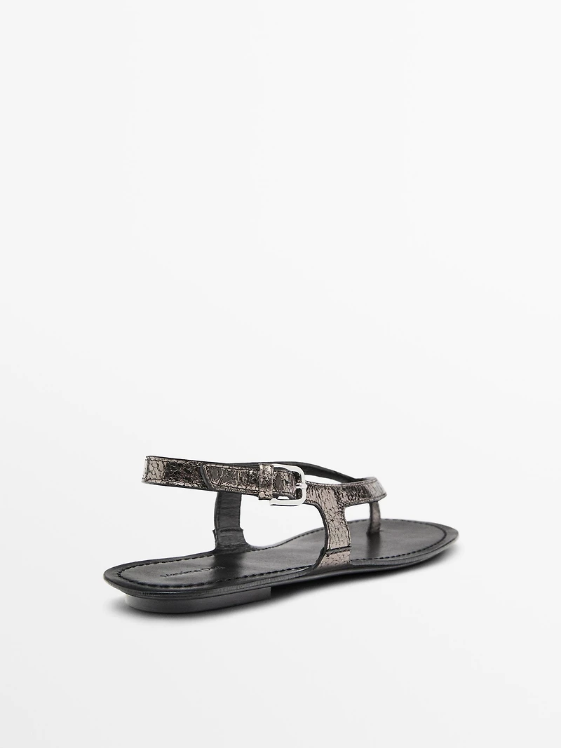 Metallic flat sandals