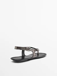 Metallic flat sandals