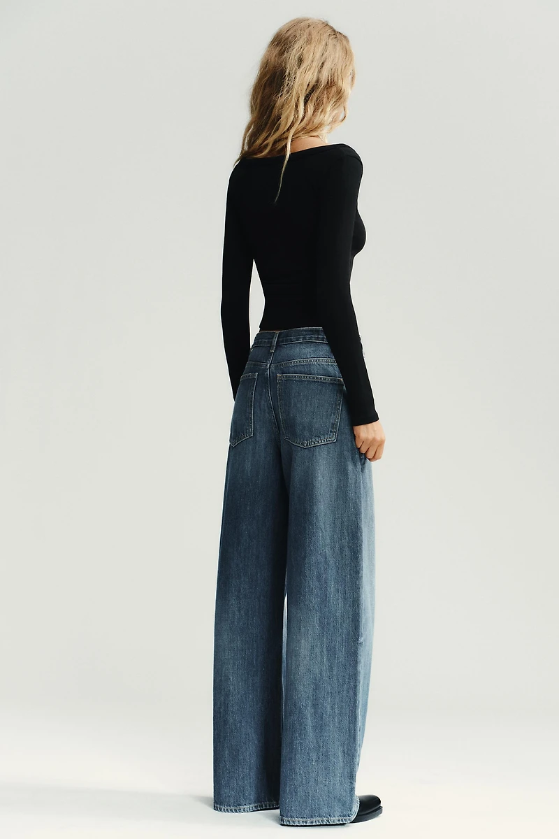 JEAN TRF WIDE LEG TAILLE HAUTE CROISÉE