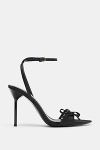 SATIN STRAPPY HEELED SANDALS