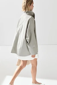 Cotton blend high neck jacket
