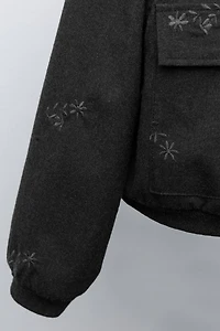 EMBROIDERED FLOWER BOMBER JACKET