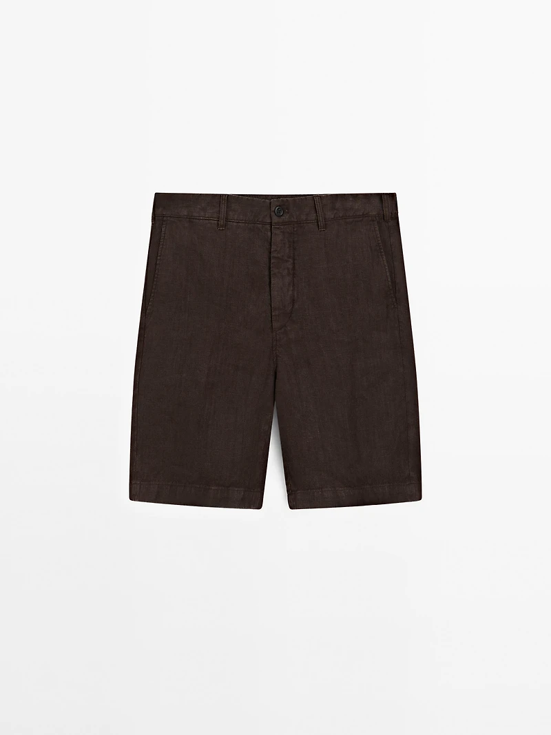100% linen Bermuda shorts