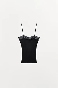 RIBBED LACE TOP