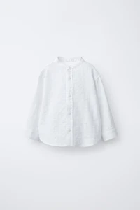 TEXTURED MANDARIN COLLAR SHIRT