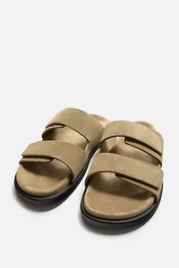 DOUBLE STRAP LEATHER SANDALS