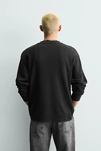 WAFFLE KNIT HENLEY SHIRT