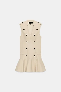 BUTTONED RUFFLE MINI DRESS