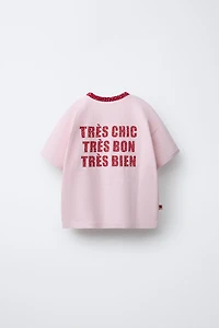 TEXT AND FLORAL PRINT T-SHIRT