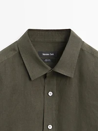 Regular fit short sleeve linen shirt