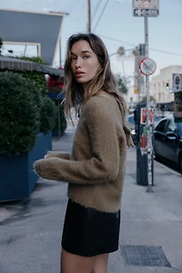 BRUSHED EFFECT KNIT SWEATER