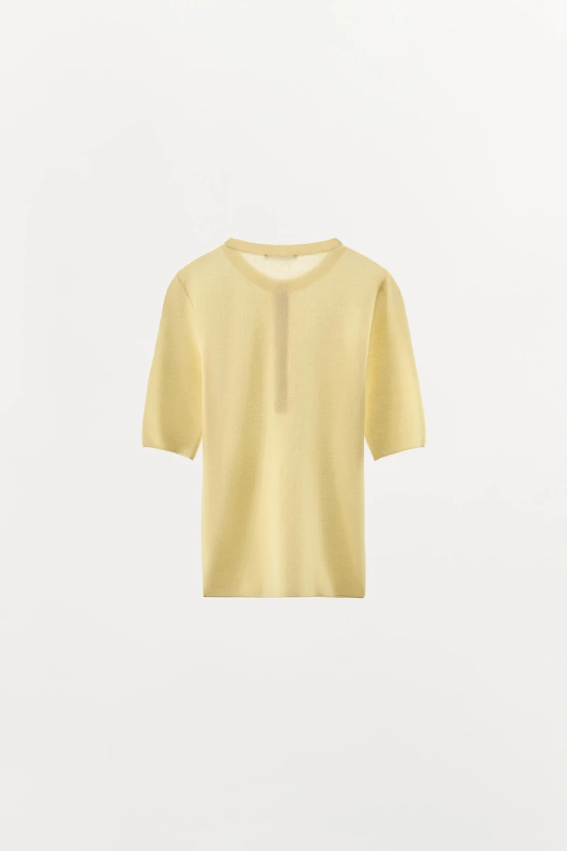 COTTON BLEND BUTTON-UP T-SHIRT