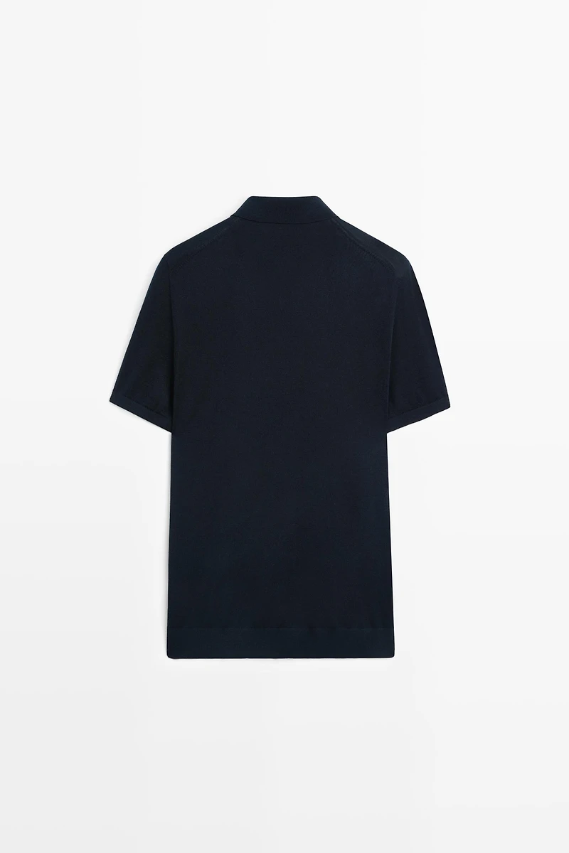 Polo zippé en mélange de laine