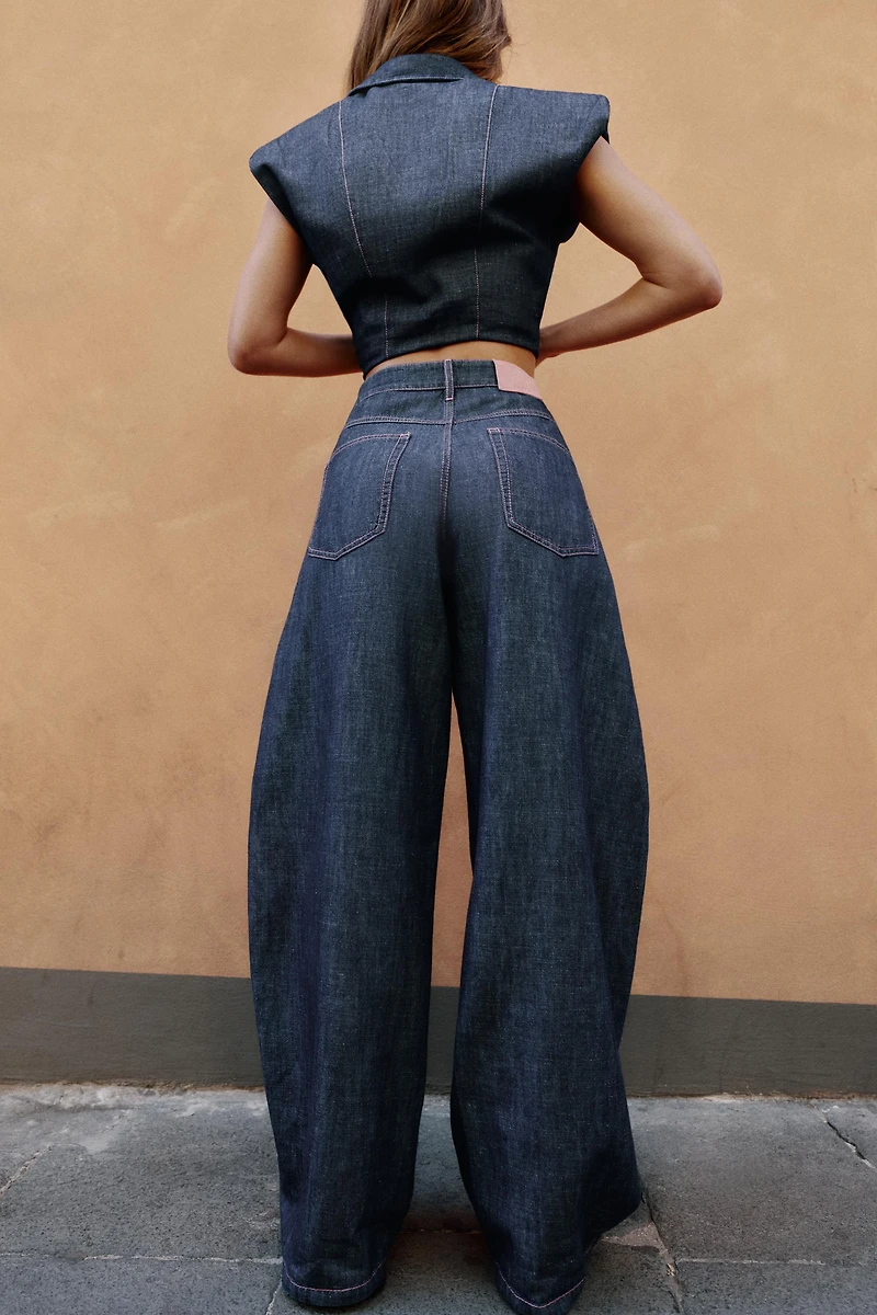 LINEN BARREL PANTS