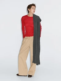 Long-sleeve cotton blend T-shirt