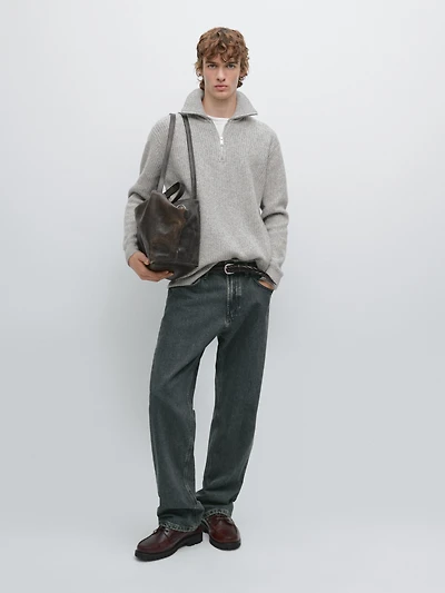 100% wool mock neck jumper