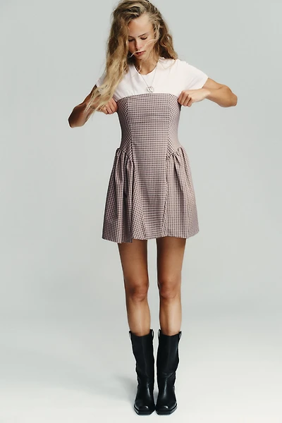 GINGHAM BUSTIER MINI DRESS