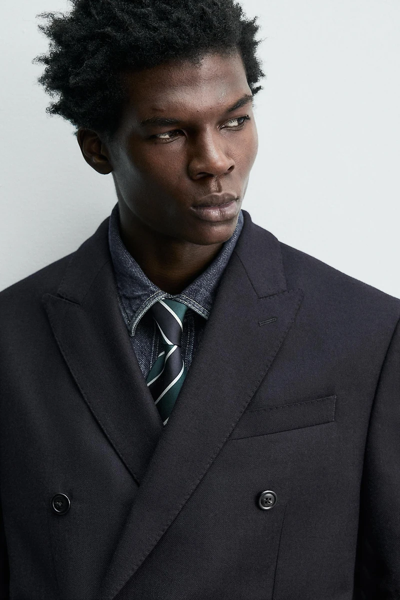 BLAZER CROISÉ EN FLANELLE 100 % LAINE