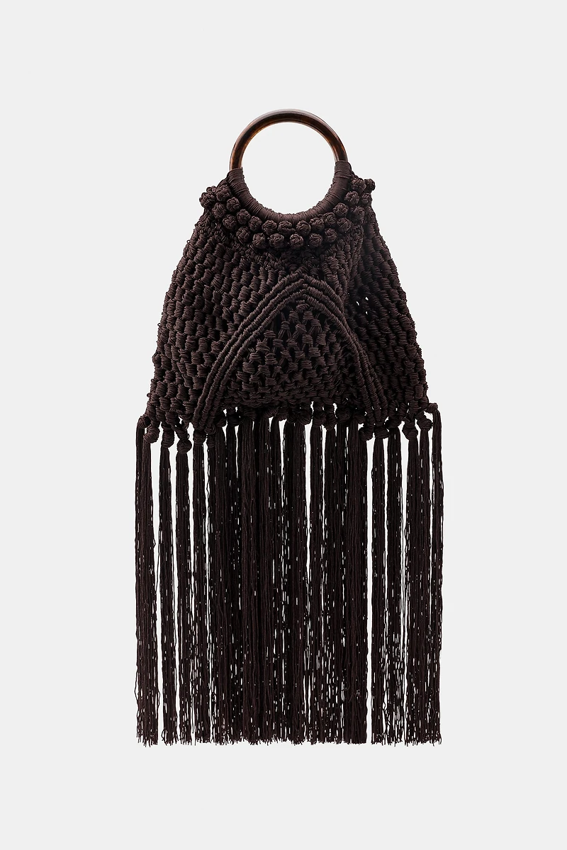 SAC EN TISSU À NŒUDS ET FRANGES